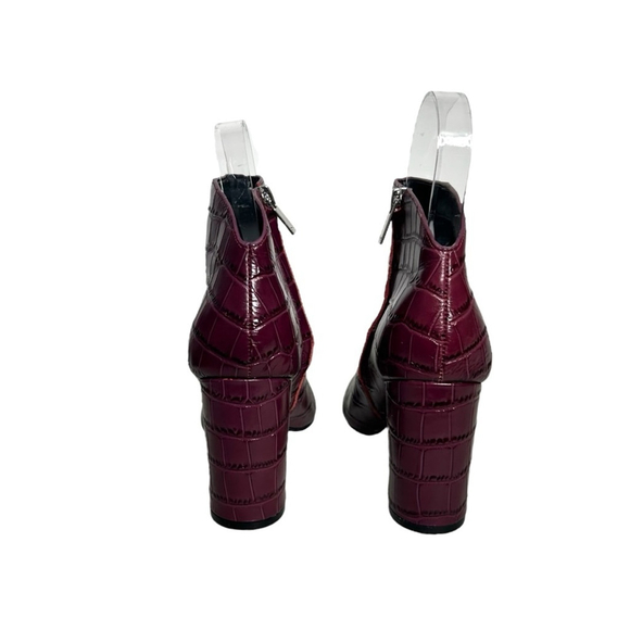 Marc Fisher Unno Embossed Croc Leather Plum Pointed Toe Ankle Boots Size 7.5 - Picture 7 of 10